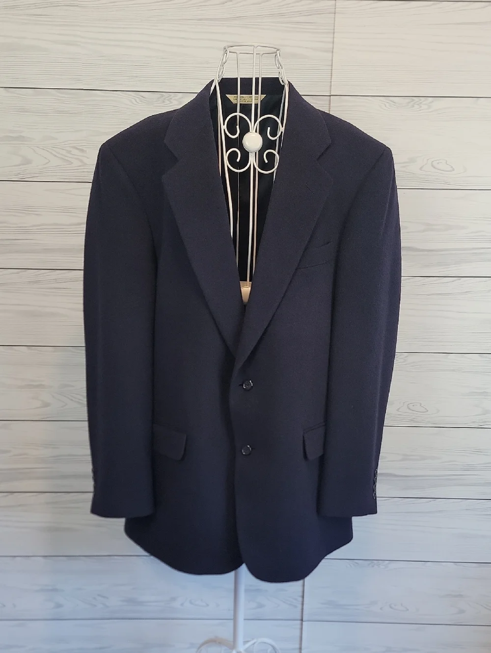 Evan Picone Suit Jacket Navy Camel Hair  Blazer - Two-Button Sport Coat Size 42L